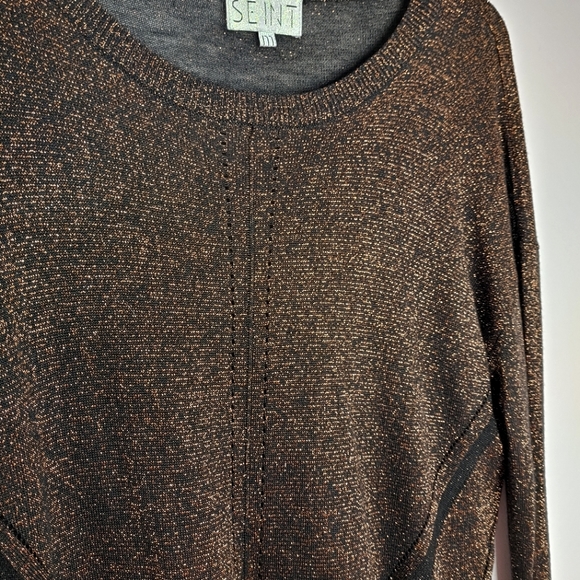 SEINT Bronze Metallic Long Sleeve Sweater - Size M - Picture 5 of 7